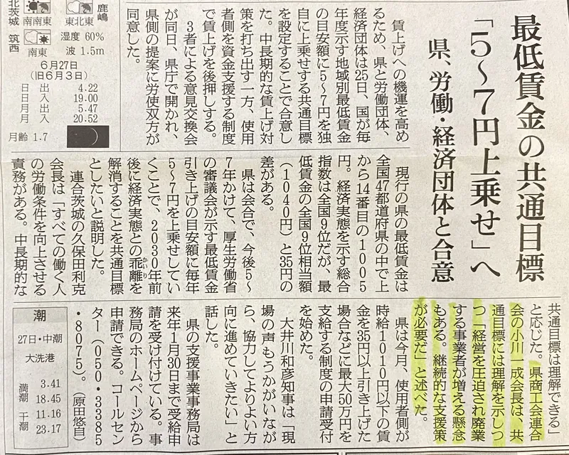 最低賃金の引き上げの写真 2