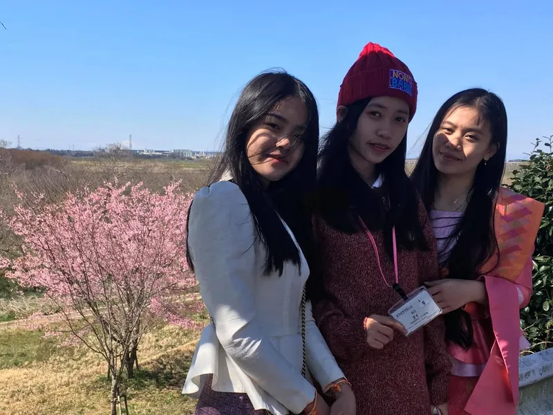 富士山と桜に興奮の写真 1